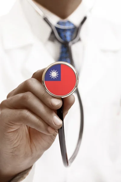 Stetoscopio con la bandiera nazionale concettuale serie - Taiwan - Cina — Foto Stock