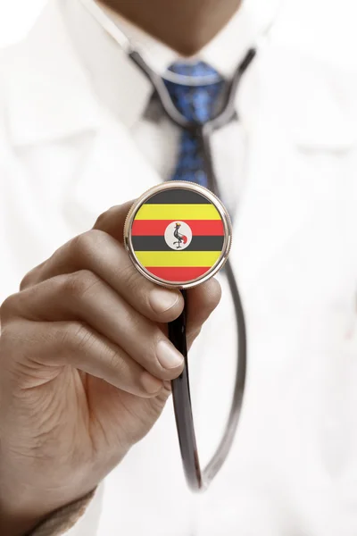 Stéthoscope avec série conceptuelle des drapeaux nationaux - Ouganda — Photo