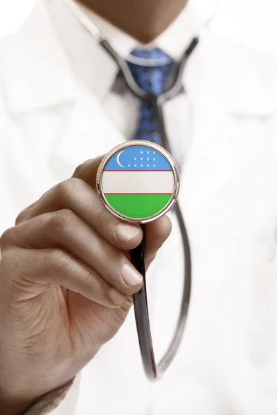 Stethoscope with national flag conceptual series - Uzbekistan — Stock Photo, Image