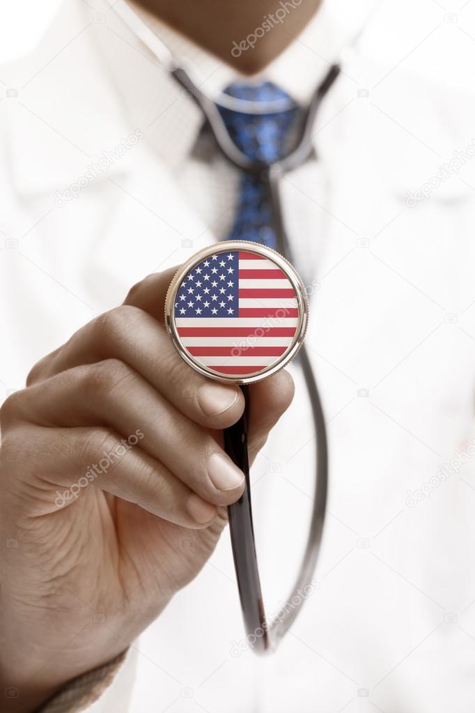 Stethoscope with national flag conceptual series - United States of America