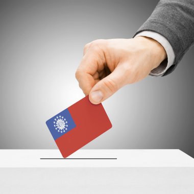 Oylama kavramı - erkek ekleme bayrağı haline oy sandığı - Burma