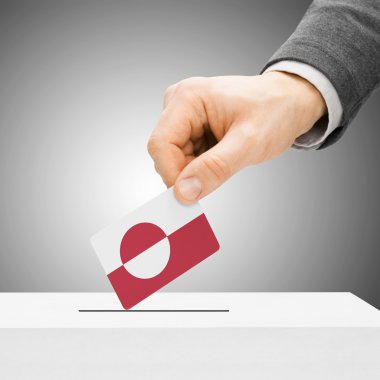 Oylama kavramı - erkek ekleme bayrağı haline oy sandığı - Grönland