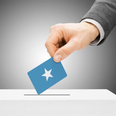 Oylama kavramı - erkek ekleme bayrağı haline oy sandığı - Somali