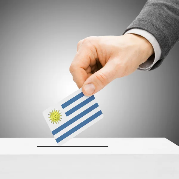 Voto concetto - maschio bandiera inserimento nell'urna - Uruguay — Foto Stock