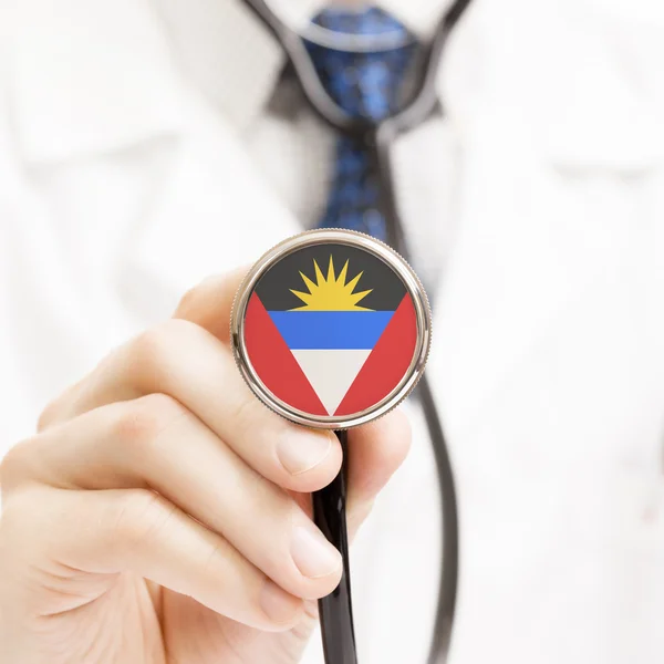 National flag on stethoscope conceptual series - Antigua and Bar — Stock Photo, Image