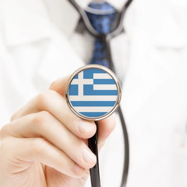 National flag on stethoscope conceptual series - Greece - Hellen — Stock Photo, Image