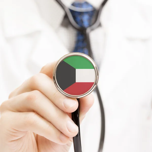 Stetoskop kavramsal serisi - Kuveyt ulusal bayrak — Stok fotoğraf