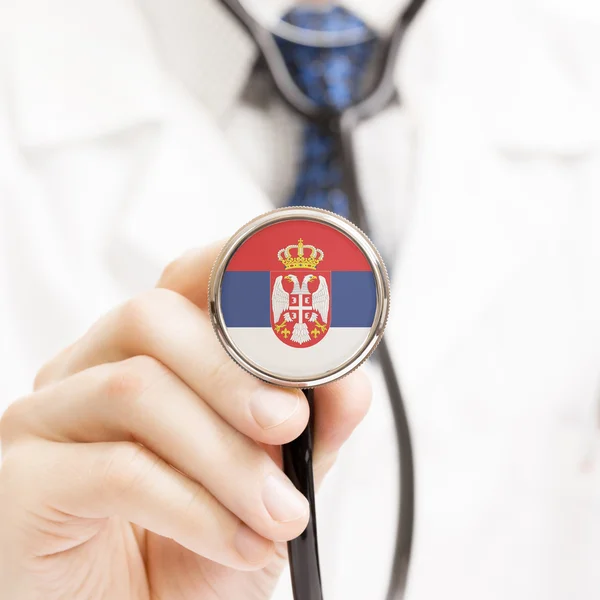 National flag on stethoscope conceptual series - Serbia — Stock Photo, Image