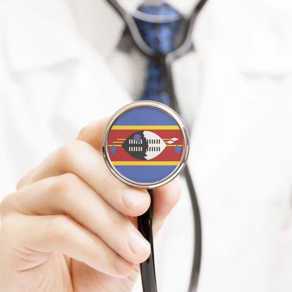 National flag on stethoscope conceptual series - Swaziland — Stock Photo, Image