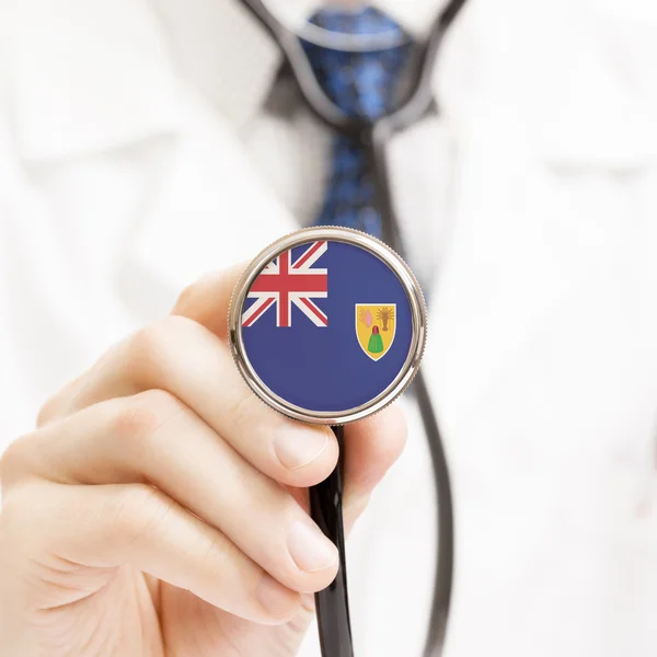National flag on stethoscope conceptual series - Turks and Caico — Stock Photo, Image