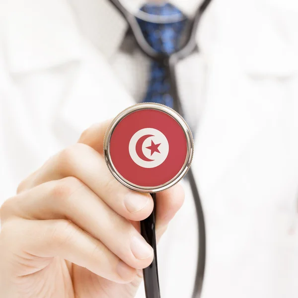 Státní vlajka na koncepční řady stetoskop - Tunisko — Stock fotografie
