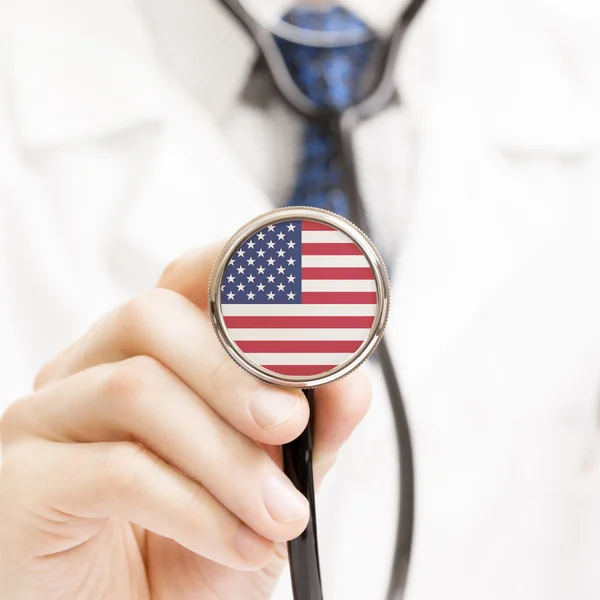 National flag on stethoscope conceptual series - United States — Stock Photo, Image