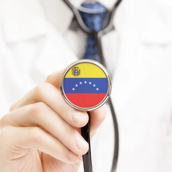 Bandera nacional en la serie conceptual de estetoscopio - Venezuela — Foto de Stock