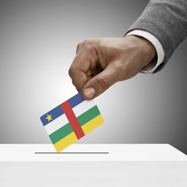 Black male holding flag. Voting concept - Central African Republ — Stock Photo, Image