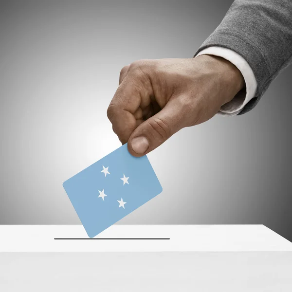 Negro hombre bandera. Voto concepto - Estados federados de Mi — Foto de Stock