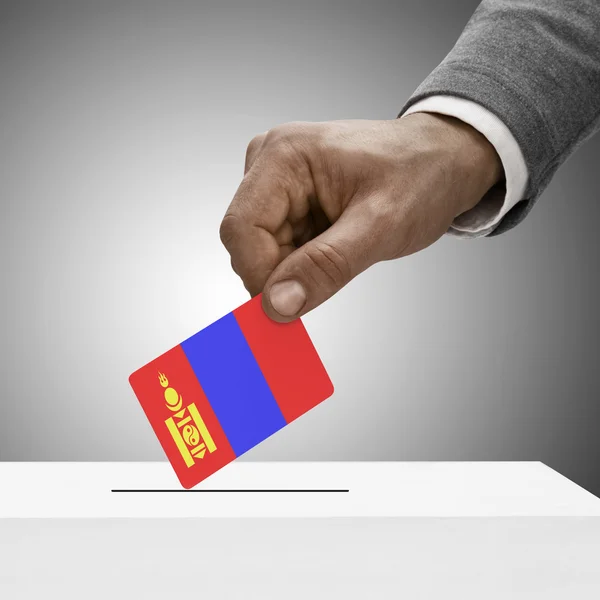 Black male holding flag. Voting concept - Mongolia — Stock Photo, Image