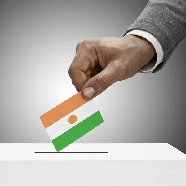 Black male holding flag. Voting concept - Niger — Stock Photo, Image