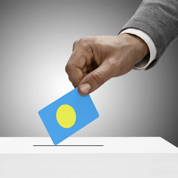 Maschio che tiene bandierina nero. Voto concetto - Palau — Foto Stock