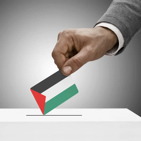 Black male holding flag. Voting concept - Palestine — Stock Photo, Image