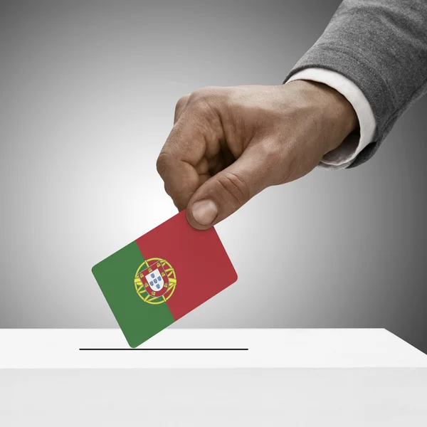 Black male holding flag. Voting concept - Portugal — Stock Photo, Image