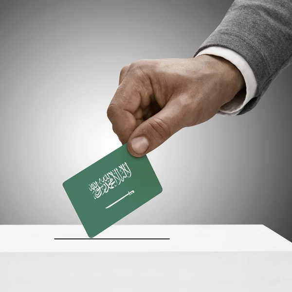 Black male holding flag. Voting concept - Saudi Arabia — Stock Photo, Image