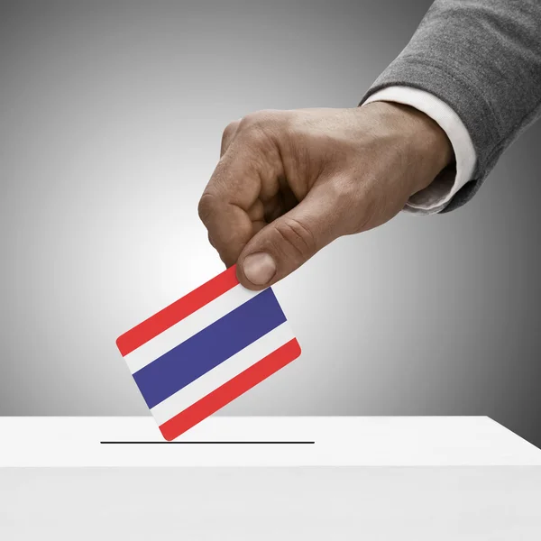 Black male holding flag. Voting concept - Thailand — Stock Photo, Image