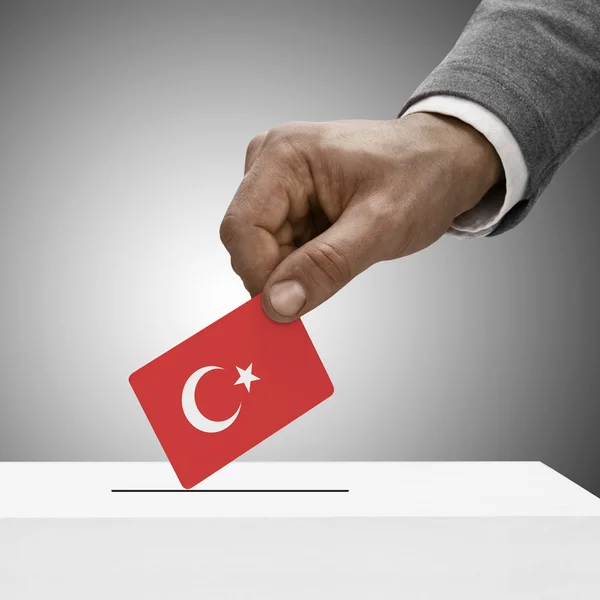 Black male holding flag. Voting concept - Turkey — Stock Photo, Image