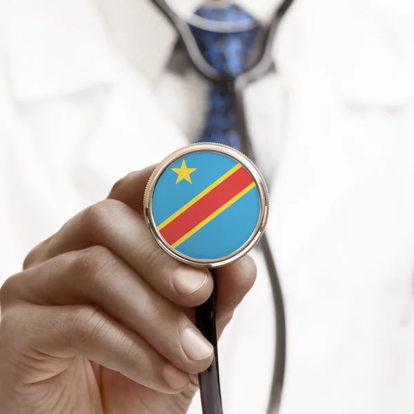 Stéthoscope avec série conceptuelle des drapeaux nationaux - Congo-Kinshas — Photo