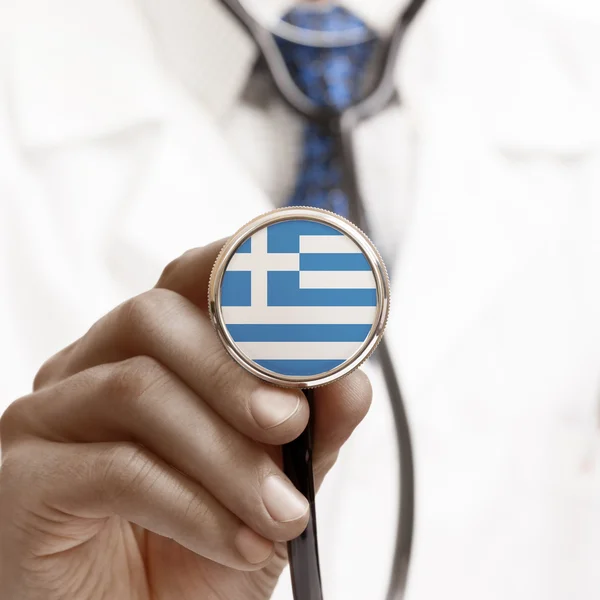 Stethoscope with national flag conceptual series - Hellenic Repu — Stock Photo, Image