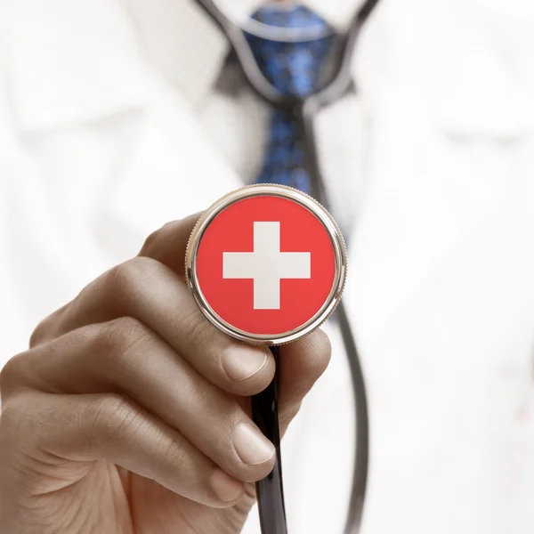 Stethoscope with national flag conceptual series - Switzerland — Stock Photo, Image