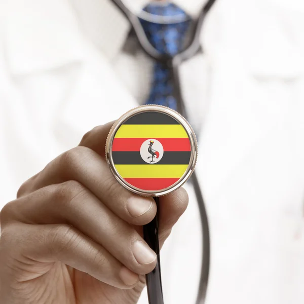 Stéthoscope avec série conceptuelle des drapeaux nationaux - Ouganda — Photo