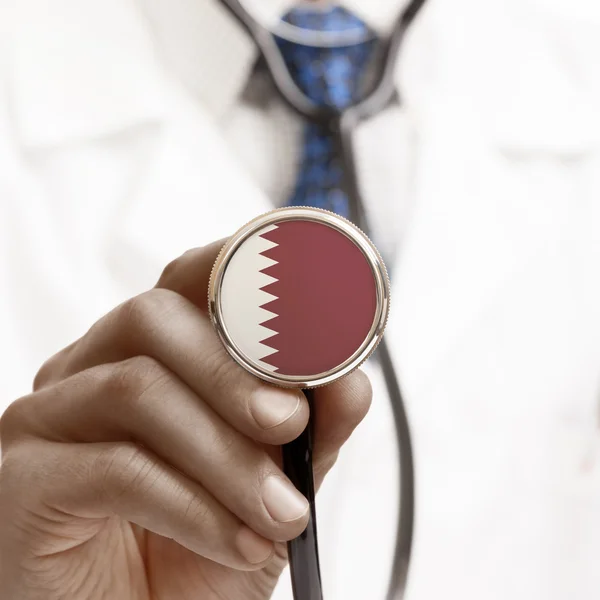 Stethoscope with national flag conceptual series - Qatar — Stock Photo, Image