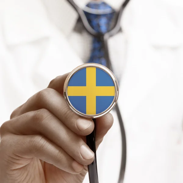 Stethoscope with national flag conceptual series - Sweden — Stock Photo, Image