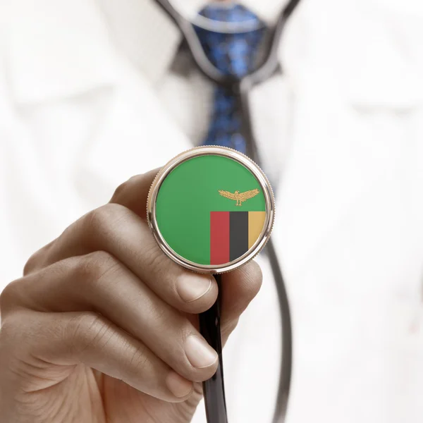 Stethoscope with national flag conceptual series - Zambia — Stock Photo, Image