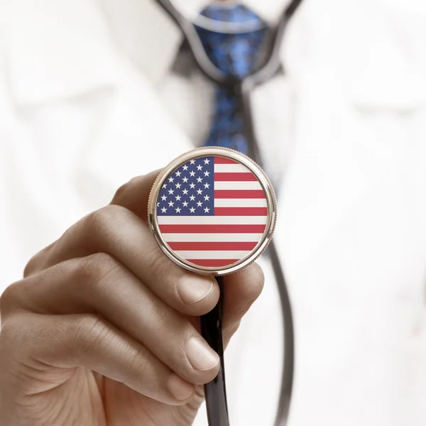 Stetoscopio con serie concettuale di bandiera nazionale - Stati Uniti Fotografia Stock