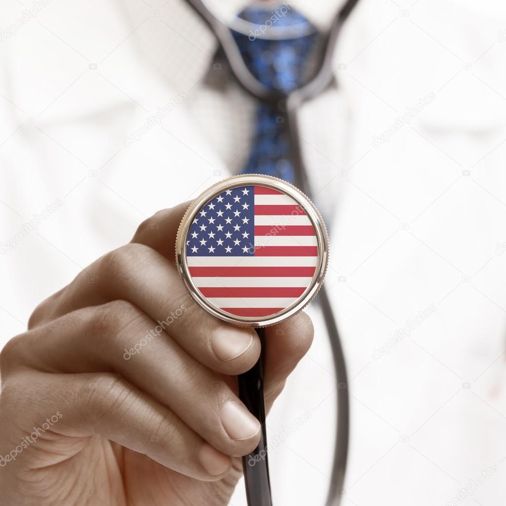 Stethoscope with national flag conceptual series - United States