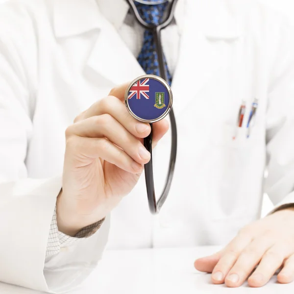 Doctor holding stethoscope with flag series - British Virgin Isl — Stock Photo, Image