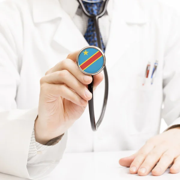 Doctor holding stethoscope with flag series - Democratic Republi — Stock Photo, Image