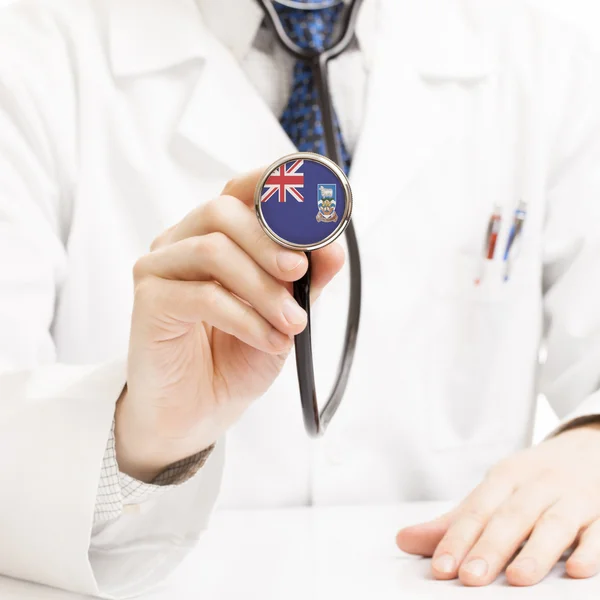 Doctor holding stethoscope with flag series - Falkland Islands — Stock Photo, Image