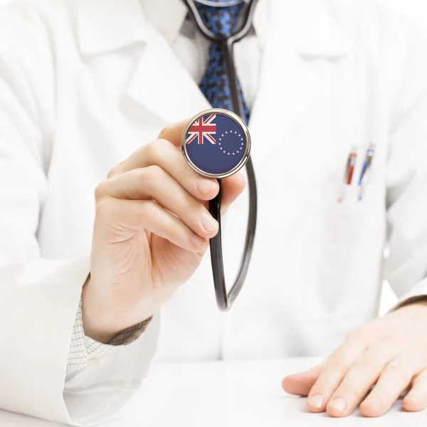 Doctor holding stethoscope with flag series - Cook Islands — Stock Photo, Image