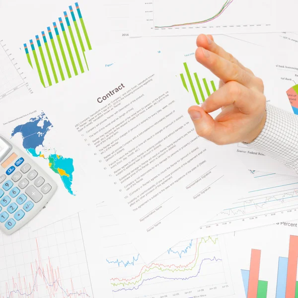 Business man working with financial data - OK sign - studio shot — Stock Photo, Image