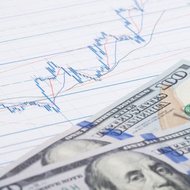 Yüz dolarlık banknot - atış studio ile borsa grafiği
