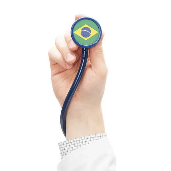 听诊器与国旗系列-巴西 — 图库照片