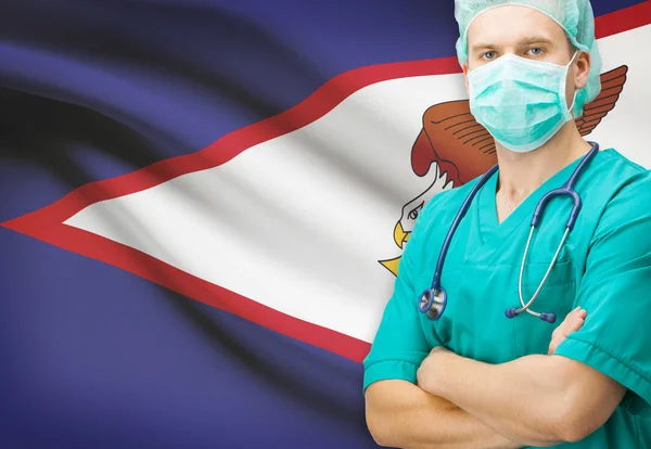 Surgeon with national flag on background series - American Samoa — Stock Photo, Image