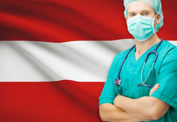 Surgeon with national flag on background series - Austria — Stock Photo, Image