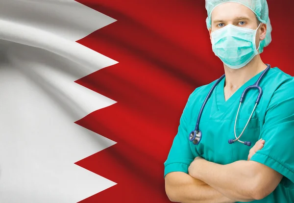 Chirurgo con la bandiera nazionale sulla serie della priorità bassa - Bahrain — Foto Stock