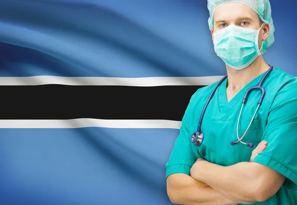 Surgeon with national flag on background series - Botswana — Stock Photo, Image