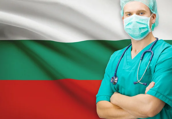 Surgeon with national flag on background series - Bulgaria — Stock Photo, Image