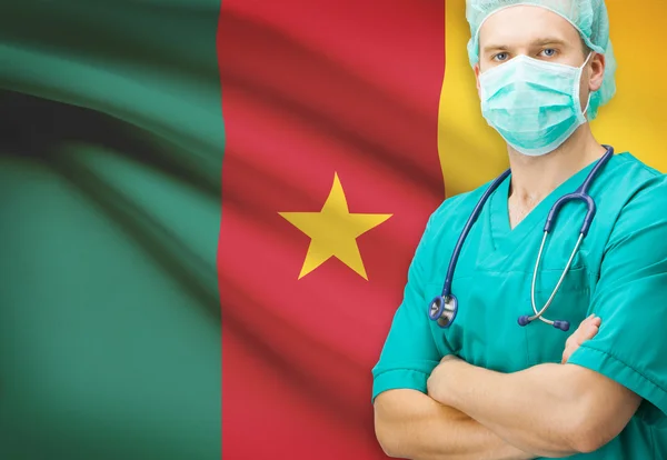 Surgeon with national flag on background series - Cameroon — Stock Photo, Image