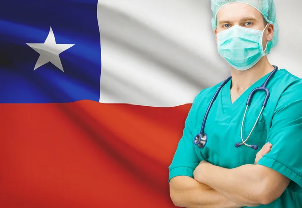 Chirurgo con la bandiera nazionale sulla serie della priorità bassa - Cile — Foto Stock